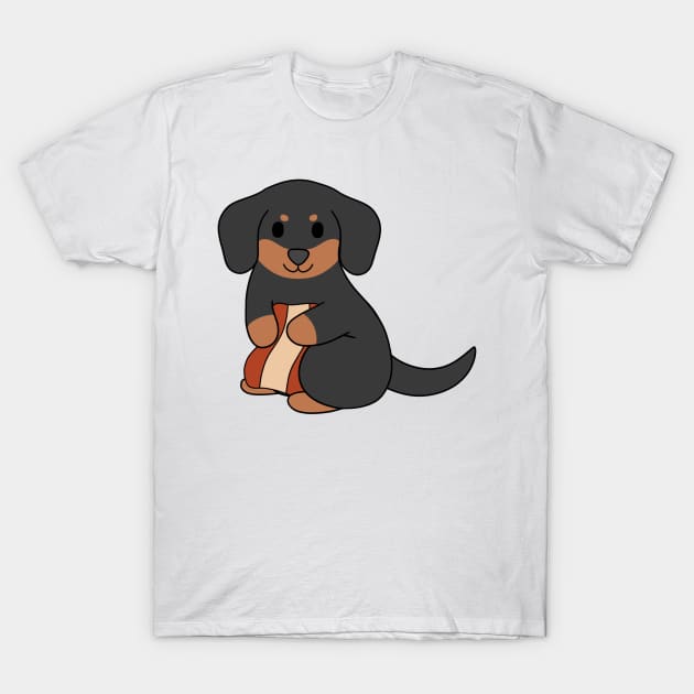 Black Dachshund Bacon T-Shirt by BiscuitSnack